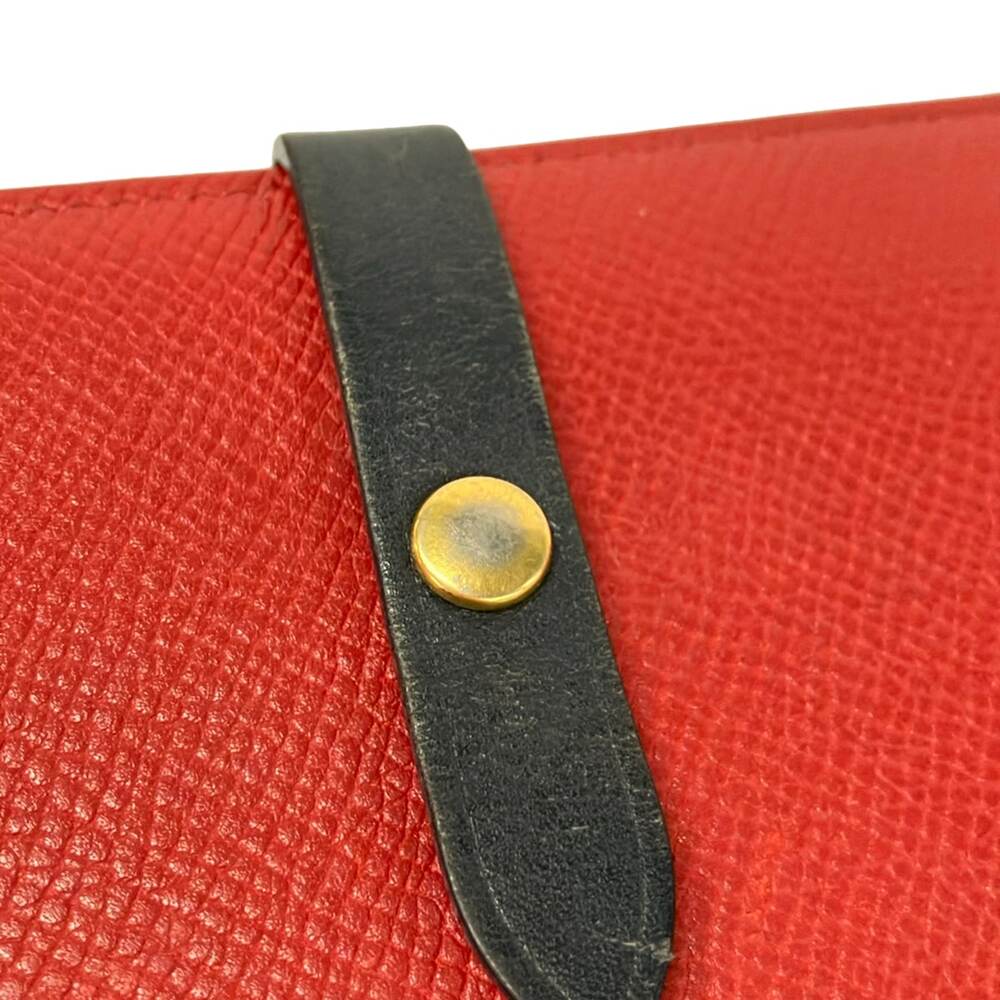 Celine Large Strap Wallet Long Wallet Red Dark Navy - Picture 8 of 9